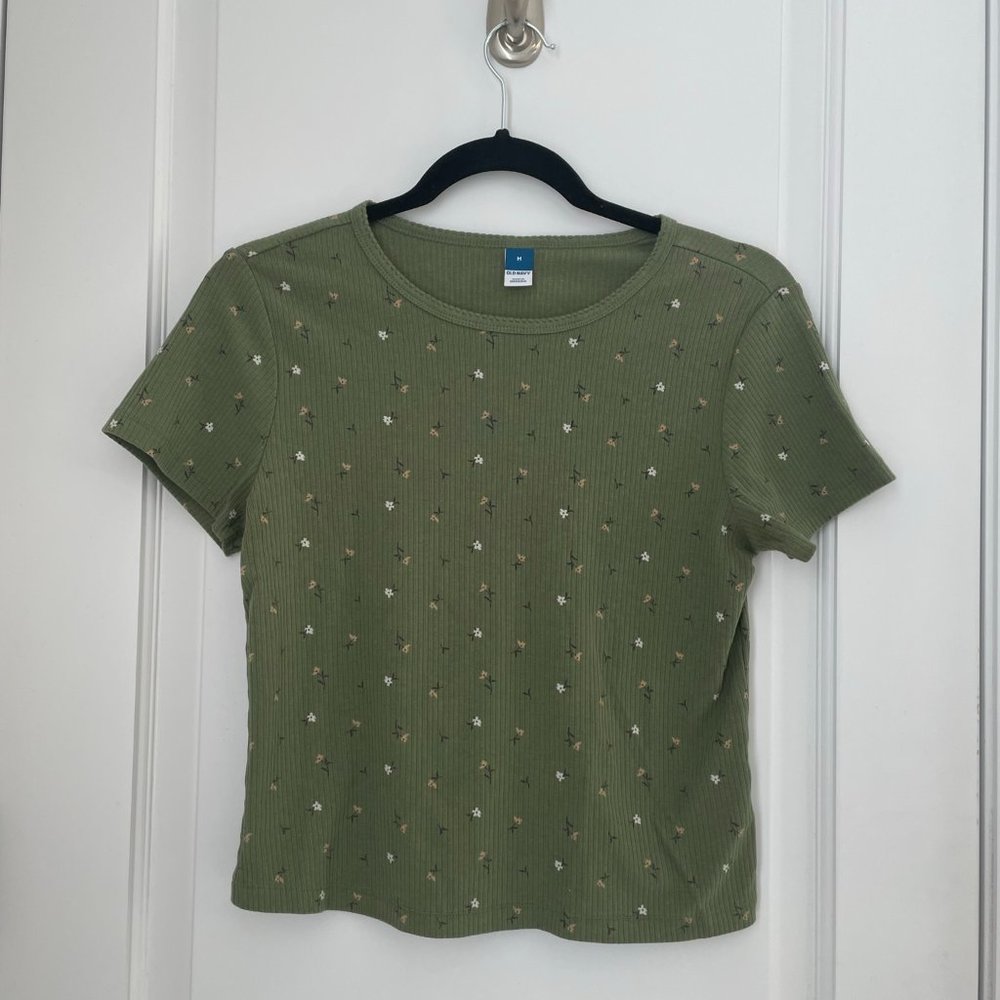 Old Navy Soft Green Floral Top